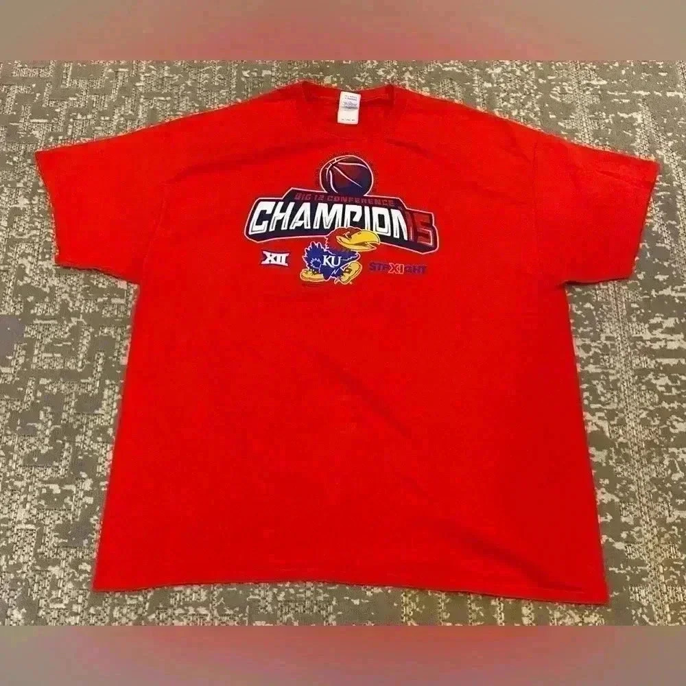 Kansas Jayhawks 2015 Big‎ 12 Champs t shirt color Red Men’s size XXL